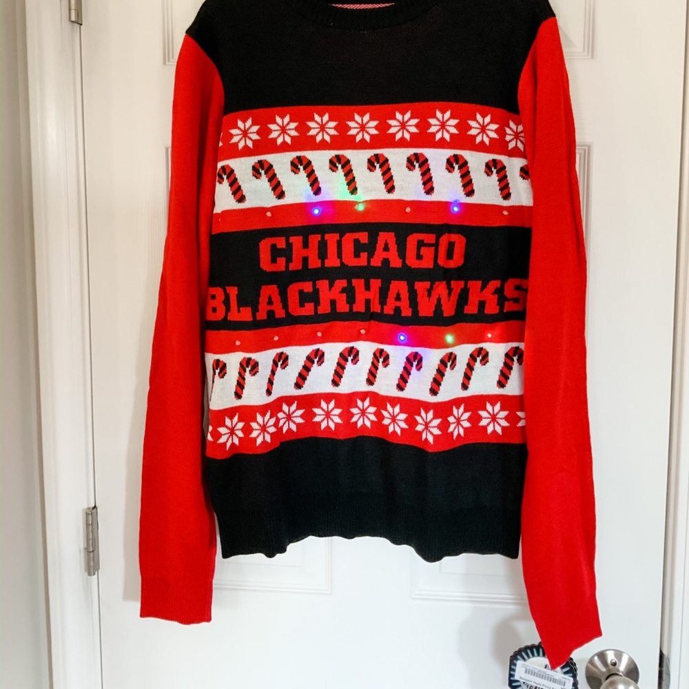 NWT NHL Chicago Blackhawks LED Light Up Sweater - Picture 2 of 5